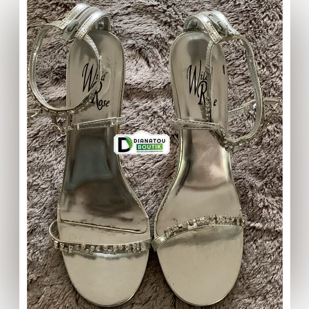 Wild Rose Silver Rhinestone Heels
